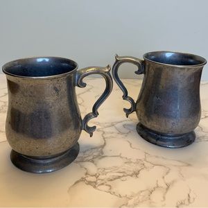 Vintage Pewter Tankard Mugs - Set of 2